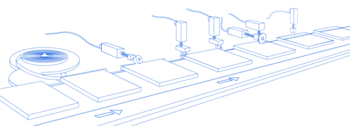 Rappresentazione esemplare delle fasi di lavorazione di una bordatrice